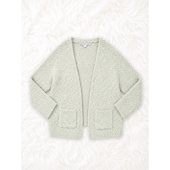 HYFVE Sweaters - HYFVE Sage Green Popcorn Knit Cardigan Large Cozy Boho Chunky Open Front Sweater